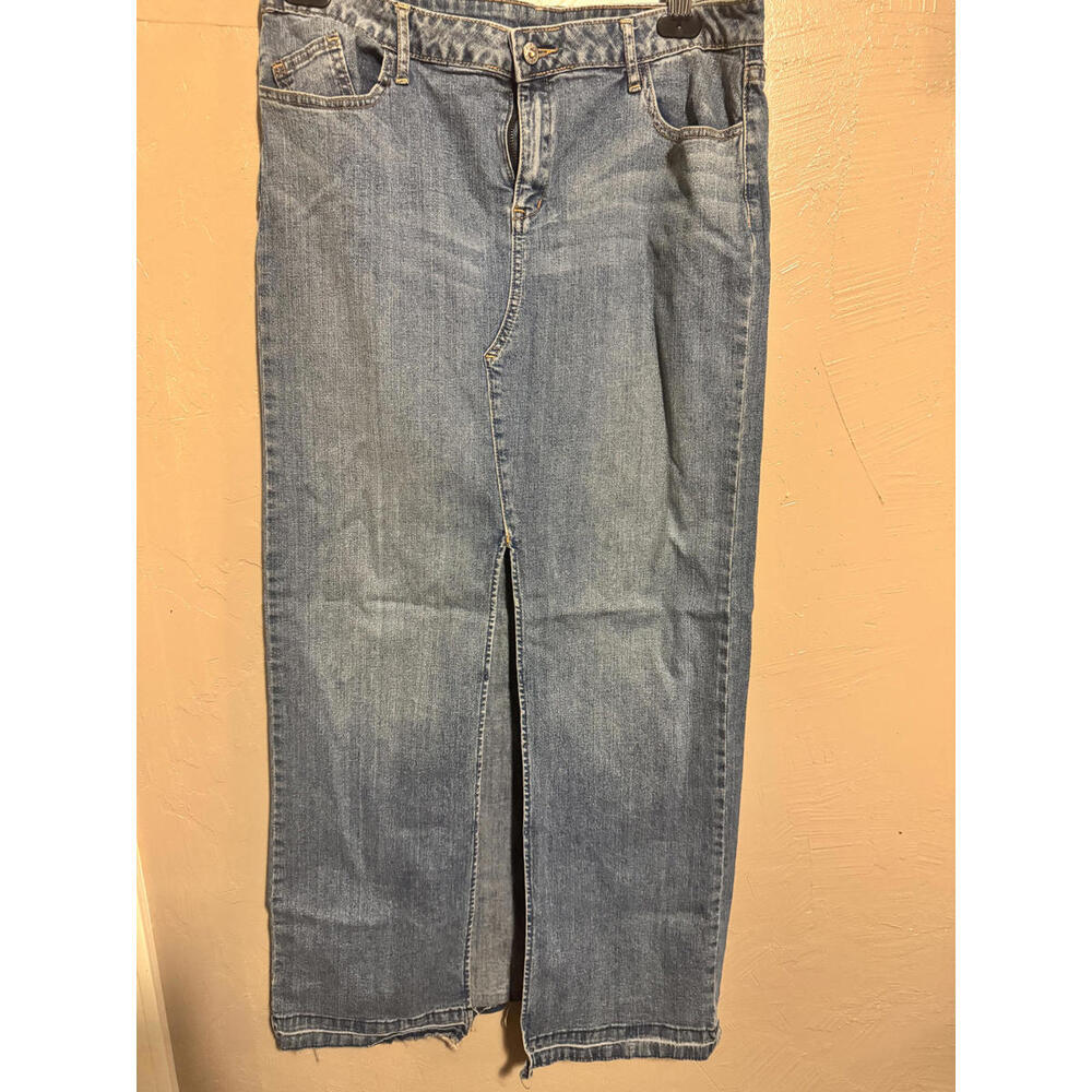 Bisou Bisou Vintage Y2K‎ Black Denim Long Maxi Mermaid Flared Skirt Size 12
